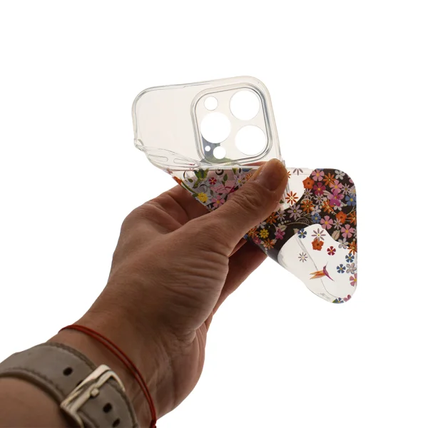 Silicone Case for iPhone 14 Pro, Woman with Flowers 3