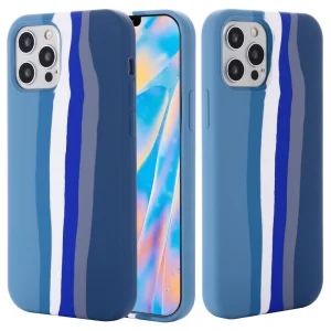 Rainbow Design Silicone Case for iPhone 14 Pro, blue rainbow 6