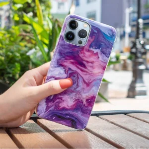 Silicone case Marble for Iphone 14 Pro, purple 6