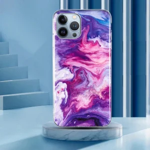 Silicone case Marble for Iphone 14 Pro, purple 5