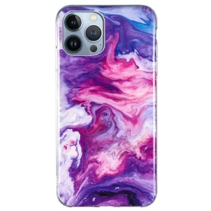 Силиконов калъф Marble за Iphone 14 Pro, лилав