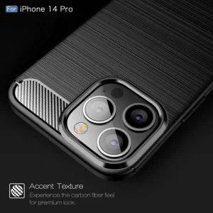 Carbon Fibre Brushed Silicone Case for iPhone 14 Pro, black 4