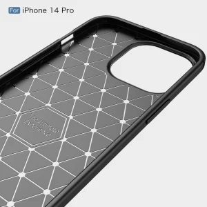 Carbon Fibre Brushed Silicone Case for iPhone 14 Pro, black 6