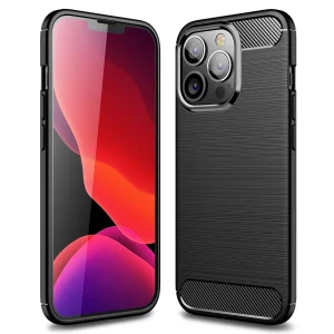 Силиконов калъф Carbon Fibre Brushed за Iphone 14 Pro, черен
