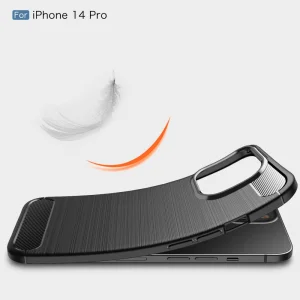 Carbon Fibre Brushed Silicone Case for iPhone 14 Pro, black 5
