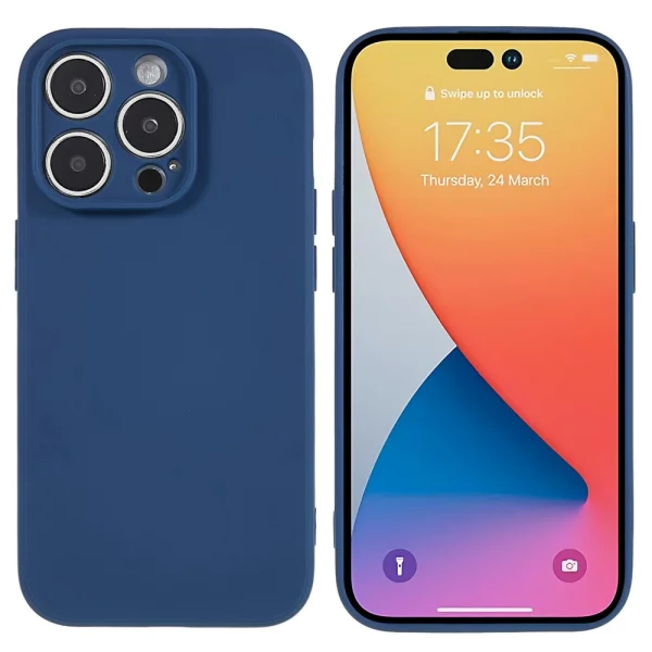 Matte Silicone Case for iPhone 14 Pro, Blue 1