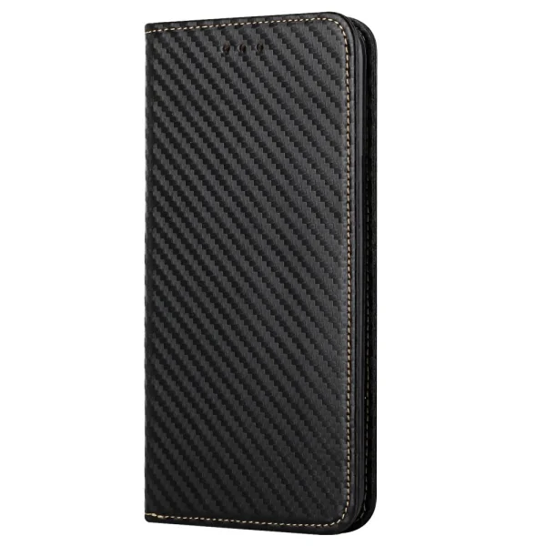 Калъф Тефтер Carbon Fiber за Iphone 14 Pro Max, черен 6