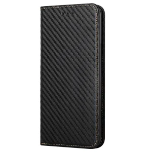 Калъф Тефтер Carbon Fiber за Iphone 14 Pro Max, черен 6