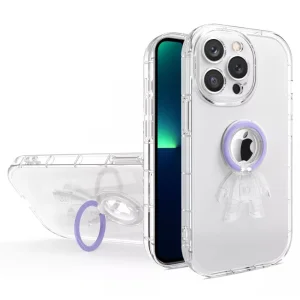 Силиконов калъф с пръстен Spaceman за Iphone 14 Pro, лилав