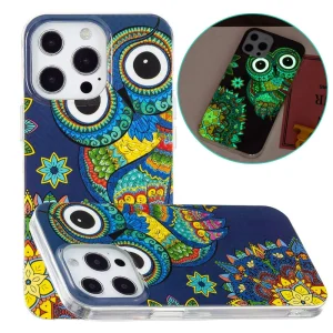 Silicone case for iPhone 14 Pro Max, phosphorescent, Owl 5