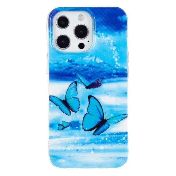 Silicone case for iPhone 14 Pro Max, phosphorescent, Butterflies 1