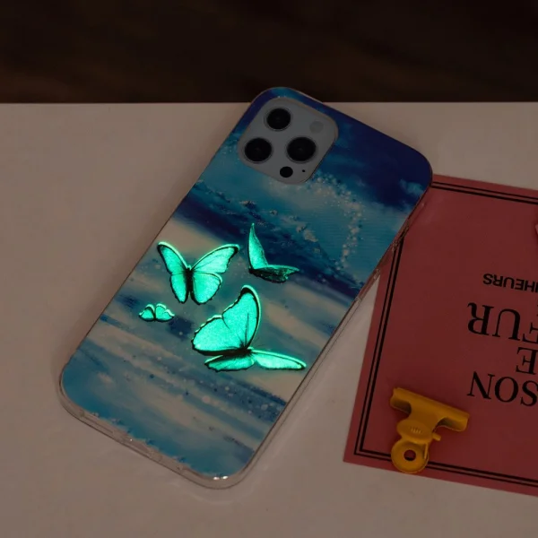Silicone case for iPhone 14 Pro Max, phosphorescent, Butterflies 3