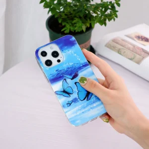 Silicone case for iPhone 14 Pro Max, phosphorescent, Butterflies 4