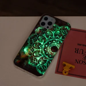 Silicone case for iPhone 14 Pro Max, phosphorescent, Mandala 3