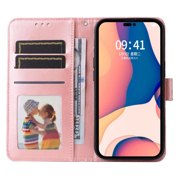Калъф Тефтер Sunflower за Iphone 14 Pro, розов 2