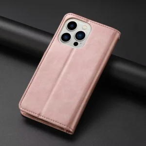 Калъф тефтер Crazy Horse за Iphone 14 Pro, розов 6