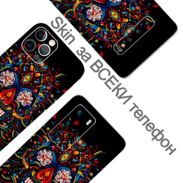 Custom Cut Phone Film Protector (Back), Colorful Skull 3D 2