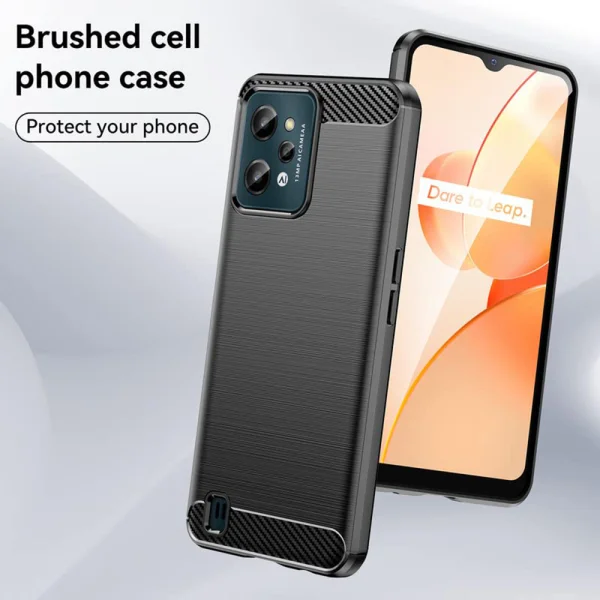 Силиконов Калъф Carbon Fibre Brushed за Realme C31, черен 2