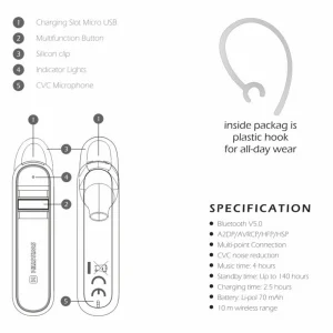 Безжична Bluetooth слушалка SWISSTEN CALLER,черен 5