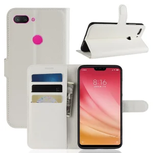 Litchi Wallet Case for Xiaomi Mi 8 Lite, White 5