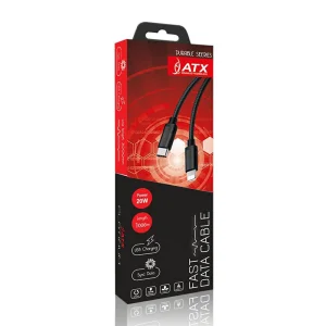 Cable ATX Braided, Lightning to Type C, 20W, black 3