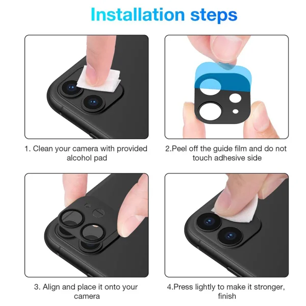 Tempered Glass Camera Protector for iPhone 11 6.1 inch 3D, black 2