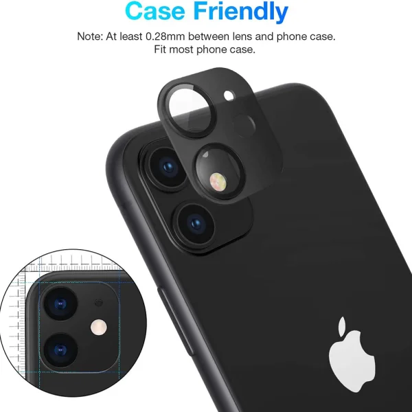 Tempered Glass Camera Protector for iPhone 11 6.1 inch 3D, black 3
