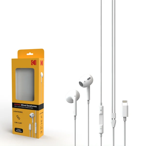 Headphones with microphone KODAK 210, APPLE Lightning, white 2