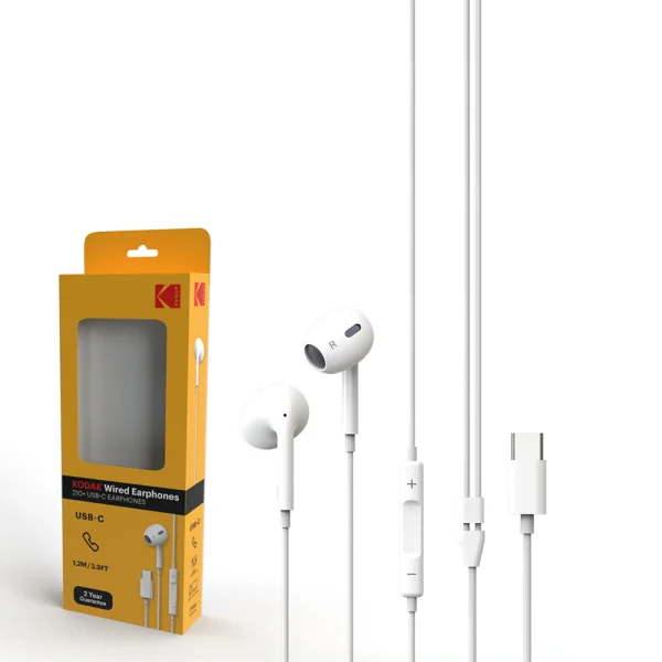 Headphones with microphone KODAK 210+ USB Type C, white 2