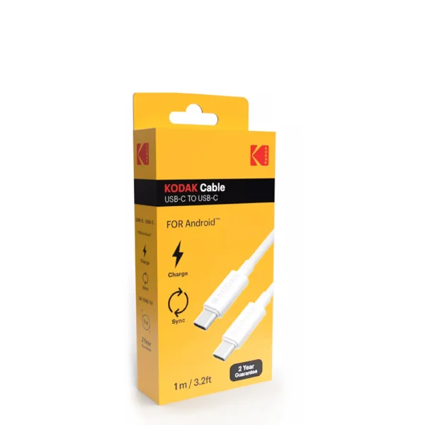 Кабел KODAK от USB-C към USB-C,1m, бял 3