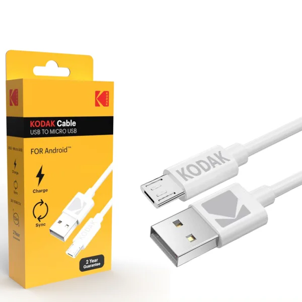 Кабел KODAK от USB  към MicroUSB, 1m, бял 2