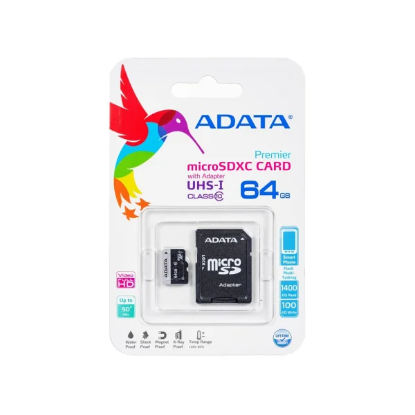 Карта Памет с Адаптер 64GB ADATA, MICRO SDHC+ADAP UHS-I CLASS10 2