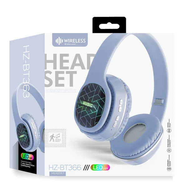 Безжични Bluetooth слушалки GJBY Headphones HZ-BT366, син 2