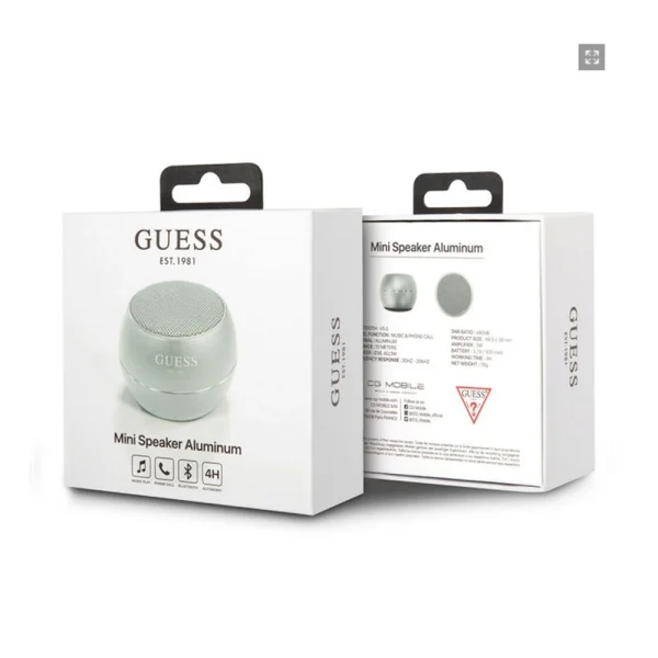 Преносима колонка GUESS Mini Bluetooth Speaker, 3W, 4H, сребрист 4