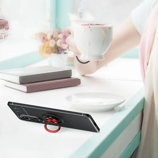 Shockproof Ring Holder Case for Huawei Nova 9/Honor 50, Black/Red 3