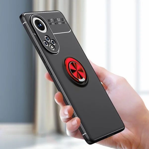 Shockproof Ring Holder Case for Huawei Nova 9/Honor 50, Black/Red 4