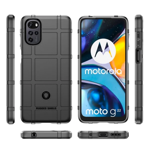 Удароустойчив Калъф Grid за Motorola Moto G22 / E32 4G / E32s 4G, Черен 2