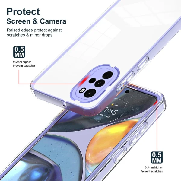Удароустойчив Калъф за Motorola Moto G22 / E32 4G / E32s 4G, Лилав/ Прозрачен 2