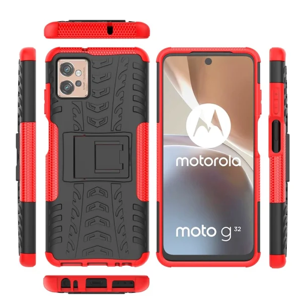 Удароустойчив Калъф Hybrid Pattern за Motorola Moto G32 4G, Червен 6