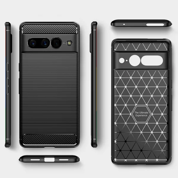 Силиконов Калъф Carbon Fibre Brushed за Google Pixel 7 Pro, черен 6