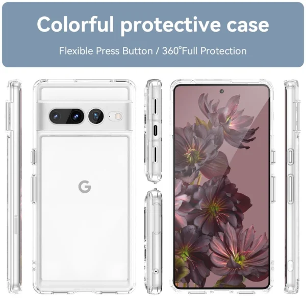 Удароустойчив калъф TPU и Acrylic за Google Pixel 7 Pro, прозрачен 2
