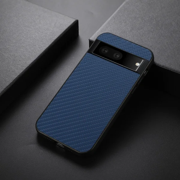 Удароустойчив калъф Carbon Leather Coated за Google Pixel 7, син 2