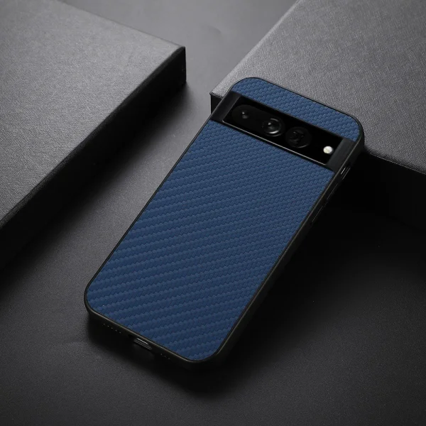 Shockproof case Carbon Leather Coated for Google Pixel 7 Pro, blue 2