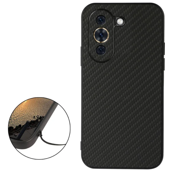Carbon Fiber Texture Silicone Case for Huawei Nova 10 4G, black 2