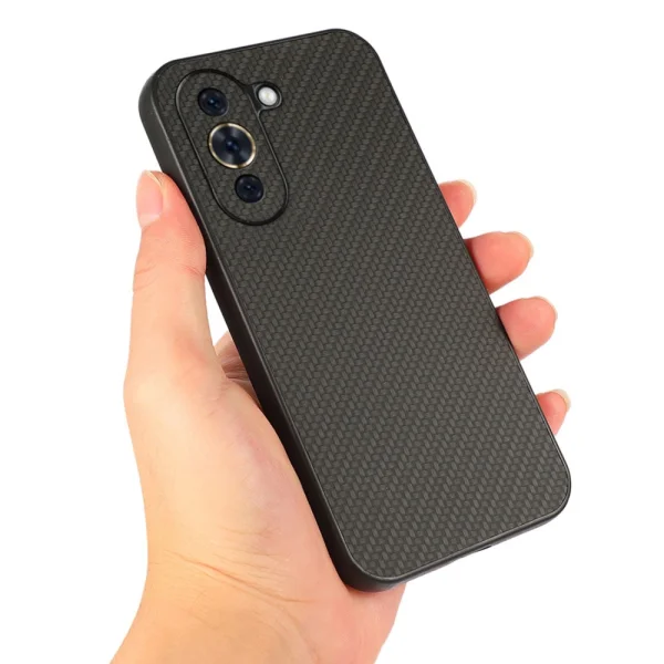 Carbon Fiber Texture Silicone Case for Huawei Nova 10 4G, black 3