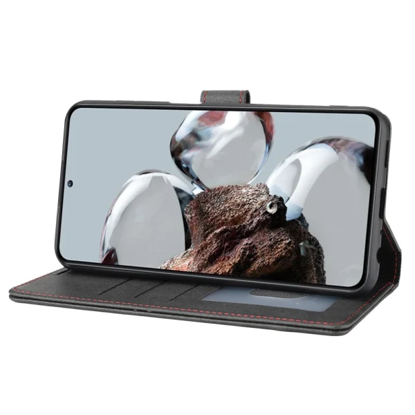 Калъф Тефтер Horizontal Line за Xiaomi 12T 5G / 12T Pro 5G / Redmi K50 Ultra 5G, черен 3