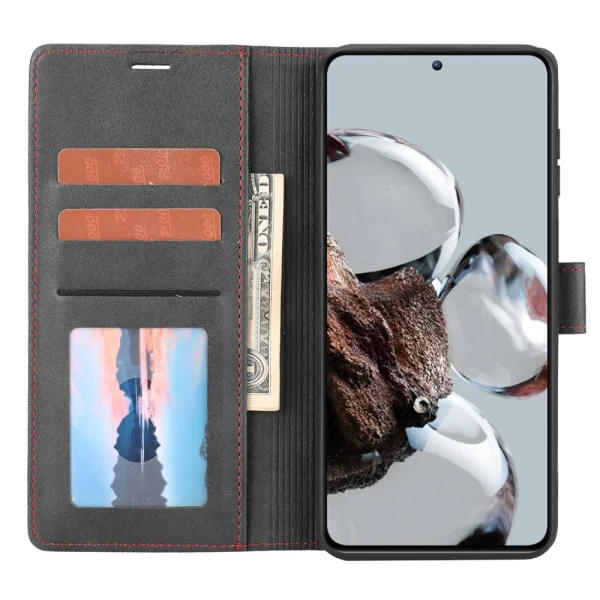 Калъф Тефтер Horizontal Line за Xiaomi 12T 5G / 12T Pro 5G / Redmi K50 Ultra 5G, черен 2