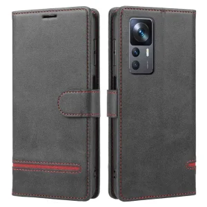 Калъф Тефтер Horizontal Line за Xiaomi 12T 5G / 12T Pro 5G / Redmi K50 Ultra 5G, черен