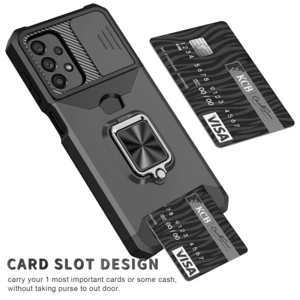 Удароустойчив калъф Metal Kickstand Camera Slider за Samsung Galaxy A23 4G / 5G, черен 2