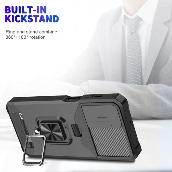 Удароустойчив калъф Metal Kickstand Camera Slider за Samsung Galaxy A23 4G / 5G, черен 3